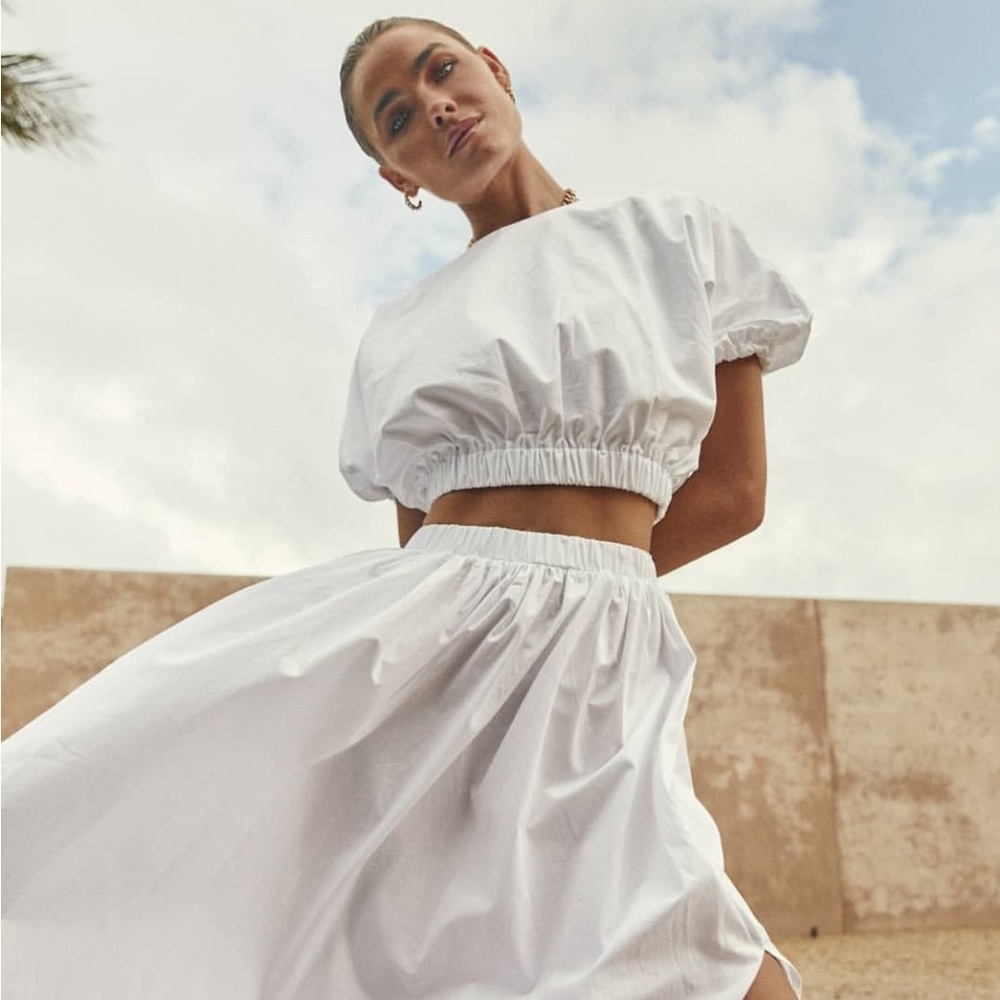 *NWT* DISSH Valley White Gathered Crop Top (US6/ AU10)